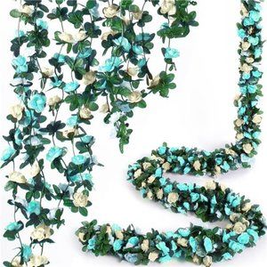 8 Pcs 66FT Flower Garland Artificial Rose Vine Flowers with Green Leaves Hanging